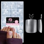UNA GELLA Square False Toenails 216Pcs Full Cover Long Wider Toe Nails - Soft Gel Toe Nail Tips, Pre-Etched Matte Fake Toenails Press On for Nail Extensions, Home DIY & Salon, Soak Off 15 Sizes