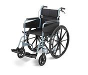 DAYS Escape Lite Wheelchair, Self Propelled Lightweight Aluminium with Folding Frame, Mobility Aid, Comfy and Sturdy, Portable Transit Travel Chair, Removable Footrests, Narrow, Silver Blue