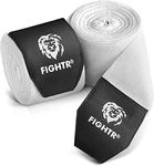FIGHTR® Premium Boxing Hand Wraps for max. Stability and Protection | 4m semi Elastic Boxing Gloves with Thumb Loop for Boxing, MMA, Mauy Thai - Bandage (White)