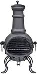 La Hacienda Murcia Medium Black Steel Chiminea with Grill (89cm)