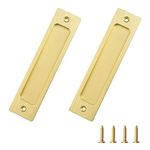 MOROBOR Rectangular Recessed Sliding Door Pulls, 2pcs Brushed Gold Flush Pull Aluminum Alloy Closet Door Finger Pulls with Mounting Screws for Sliding Barn Door(150mm)