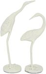 Deco 79 Metal Bird Decorative Sculpture Home Decor Statues, Set of 2 Accent Figurines 10", 12"H, White