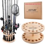 Goture Rectangular Fishing Rod Holders for 16 Rods, Vertical Fishing Rod Rack for Garage, Anti-Scratch Rubber Wood Fishing Rod Storage Rack for Max Rod Dia.1.3-1.5in, Fishing Gifts for Men Women