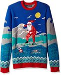 Blizzard Bay Men's Ugly Christmas Sweater Santa, Green/Grey, Small