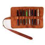 Londo Genuine Leather Pen and Pencil Roll Case (Brown) (OTTO393), One Size