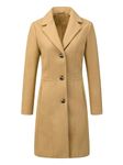 Allegra K Women's Lapel Single-Breasted Long Outerwear Winter Coats Khaki Small