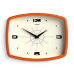 JONES CLOCKS® Movie wall clock | Retro rectangular clock | 25cm | Orange | Cool designer look for kitchen, living room or office