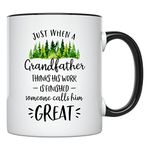 YouNique Designs Great Grandpa Announcement Mug, 11 Ounces, Pregnancy Announcement Great Grandparents (Black Handle)