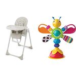 BABYLO Nosh from Birth High Chair, Adjustable + Folding with 7 Height, 3 Seat Positions Including Lie Flat, No Assembly Required, Dove Grey & LAMAZE Freddie The Firefly Table Top Baby Toy