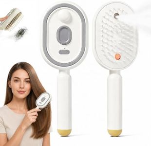2026 New Electric Steam Brush for Hair, Upgrade Rechargeable 3 in 1 Self Cleaning Hair Brush with Water Spray, Electric Spray Air Cushion Massage Comb for Long Short Hairs Frizz Control (White)