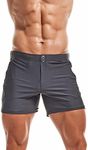 KOTENKO Men Swimwear Swimsuits Square Cut Swim Boxer Briefs Bikini Bathing SuitsS, Gray, Small