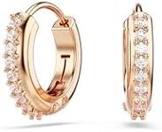 Swarovski Matrix Hoop Earrings, White Round Cut Crystals in a Rose Gold-Tone Plated Setting