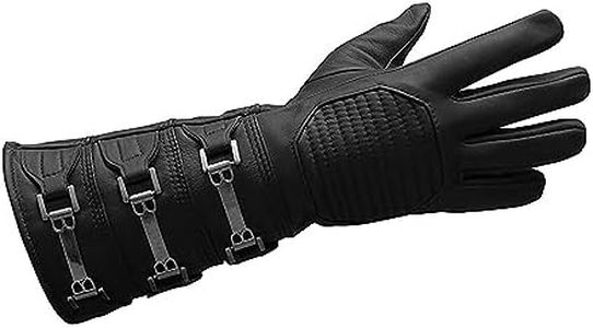 Real Leather Gauntlet Costume Long Mens Cosplay Gloves, Black Right Hand Glove, Small