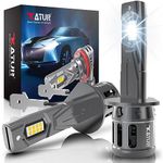 KATUR H1 LED Headlight Bulbs, 80W 16000LM 6000K Xenon White Wireless H1 Headlight Car Conversion Kit Halogen Replacement Bulb 1:1 Mini Size Plug and Play H1 LED Fog Light Bulb, Pack of 2