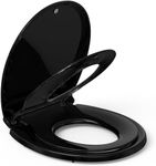 Toilet Seat, Round Toilet Seat Built in Toddler Seat, Potty Training Toilet Seat Round Fits Both Adult and Child, Slow Close and Magnets (Black)