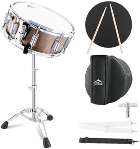 EASTROCK Snare Drum Set 14X5.5 Inches for Student Beginners with Gig Bag, Drumsticks, Stand, Drum Keys, Coated Material Drum Head, Champagne