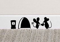 Mouse Love Heart Wall Art Sticker | Cute Mouse Vinyl Decal Sticker | Funny Mouse Hole in The Wall Home Skirting Board Sticker | Mice Home Sticker for Wall, Skirting Board, Bedroom, Kid's Room