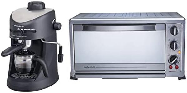 Morphy Richards New Europa 800-Watt Espresso and Cappuccino 4-Cup Coffee Maker (Black) 60 RCSS 60-Litre Oven Toaster Grill (Black/Silver)