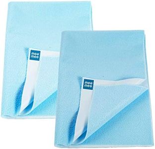 Mee Mee Premium Cotton Bed Protector Mattress: Ultra-Absorbent, Speedy Drying, Breathable & Soft Sheet for Newborns. Reusable Waterproof Cot Sheet Infant Safe, 0-9 Months, 50x70cm (Blue)