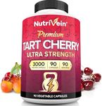 Nutrivein Tart Cherry Capsules 3000mg - 90 Vegan Pills - for Pain Relief,Pain,Muscle Recovery, Flavonoids - Uric Acid Cleanse, Juice Extract Supplement