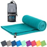 Fit-Flip Microfibre towel - compact, ultra lightweight & quick dry towel - the perfect gym, travel & beach towel - swimming towel for sports, camping & hiking (1x 30x50cm petrol + 1 bag)