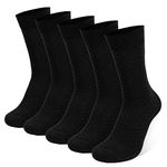 NIQIAO Men's Bamboo Dress Socks - Super Soft, Breathable, Moisture Wicking, Comfortable Crew Calf Socks for Work Office Casual Wear (5 Pairs)