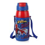 CELLO Puro Steel-X Hydra Kid 400 Inner Steel Insulated Water Bottle 400ml, Blue | Spiderman Print | ISI Certified, Leakproof | Easy to Carry with Loop | Insulated Cold Water Bottle for School, Picnic
