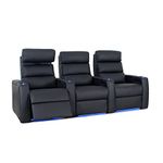 Octane Seating Dream HR Home Theatre Seating - Black Top Grain Leather - Power Recline - Lighted Drink Holders - Row of 3 Seats