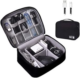 OrgaWise Large Travel Cable Organizer Bag Electronics Accessories Case Travel electronic bag Two-Layer for iPad Mini, Kindle, Hard Drives, Cables, Chargers-Black (Two-layer-Black)