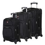 Swiss Gear 3 PC Spinner Wheel Suitcase Set - Softshell & Lightweight