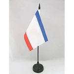 Republic of Crimea Table Flag 4'' x 6'' - Russia - Crimean Desk Flag 15 x 10 cm - Black plastic stick and base - AZ FLAG