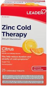 LEADER Zinc Cold Therapy Chewable Tablets, Non-Drowsy Homeopathic Zinc Supplement, Reduces Duration and Severity of Cold Symptoms, Fast Acting Cold Remedy, Citrus Flavor, Sugar Free, 25 Count
