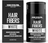Viking Revolution White Hair Fibers for Thinning Hair Men - Thick Fiber for Bald Spot Cover Up - Hair Building Fibers with Kerating and Biotin - Hair Fiber for Men for Thicker and Fuller Look (0.52oz)