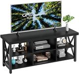 GreenForest 55 inch Television Stands Console Table, Black TV Stand for TV up to 65 inches Entertainment Center with 6 Storage Cabinet for Living Room,