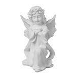 Nestasia Artisanal White Fairy Statue with Wings on One Knee and Smooth Finishing for Decoration, Living Room, Shelf, Mantel, Home Decor | Perfect for Gifting (8.2 Inch)