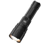 UN1QUE Digital Power Display Rechargeable Torch Light, 1000 Lumens Torch Light with 4 Light Modes, Stepless Zoom Flashlight