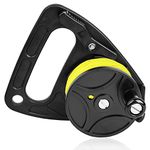 Diving Reel with Thumb Stopper, Heavy Duty 46m/150ft Yellow Line SMB Scuba Ratchet Dive Reel with Handle Stop Switch for for Cave, Wreck, Drift Diving, Kayak Anchorand More Underwater Activities