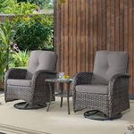 Belord Patio Wicker Chairs Swivel Rocker - Outdoor Swivel Rocking Chairs Set of 2 with Rattan Side Table, Patio Swivel Glider Chair 3 Piece Patio Furniture Sets for Patio Porch Pool Brown/Grey