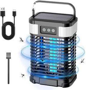 Solar Bug Zapper Outdoor Waterproof, Portable Pest Control Electric Mosquito Zapper Killer with Panel Sensor, Rechargeable Insect Trap Fly Zapper for Home, Patio, Backyard, Camping, Black