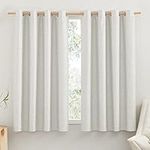 PONY DANCE Linen Curtains for Living Room - Off White 100% Blackout Curtains 72 Inch Drop Noise Reduction Window Treatment Panels Privacy Protected for Bedroom, 46 lnch Width, 2 Panels