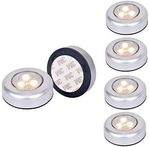 Ilyever 6 Pack Warm LED Battery-Powered Wireless Night Light Stick Tap Touch Lamp Stick-on Push Light for Closets, Cabinets, Counters, or Utility Rooms,Cordless Touch Light