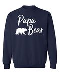 Promotion & Beyond Papa Bear Text Funny Gift Crewneck Sweatshirt, Navy, XL