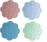 P-Plus International Big Round Silicone Trivets Mats for Hot Dishes and Hot Pots, Hot Pads for Countertops, Tables, Pot Holders, Spoon Rest Place Mats (Multicolor, Pack of 4)