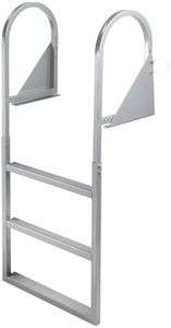 Flip Up Dock Ladder 3 Steps with Anti-Corrosion 6063 Aluminum & Upgraded Widen Nonslip, Dual Handrails, 350lbs Removable Ladder for Lake, Marine Boarding, RV, House