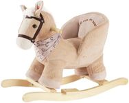 Rock My Baby Rocking Horse, Baby Animal Rocking Horse with Seat, Ride on Horse, Plush Rocking Horse with Realistic Sound, Wooden Rocking Horses Ages 1-3 (Caramel Color Horse), CPC Certified