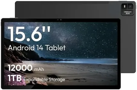 MESWAO 15.6 Inch Android 14 Tablet, 2025 Large Tablet with1080 IPS HD Display Big Screen, 8-Core, 6GB+128GB, Support 512G TF Card, 12000mAh Long Lasting Battery for Movie/Work-Space Gray