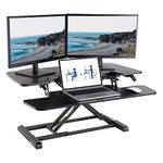 Flexispot Height-adjustable desk attachment, office seat, standing computer desk, 88 x 42 cm, standing desk with keyboard tray, suitable for two monitors, black