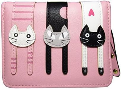 Nawoshow Women Cute Cat Wallet Coin Purse Bifold Wallet Clutch Bag, A-pink, One size