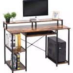 TEKAVO Multipurpose Computer Desk Office Table with Keyboard Tray for Home Office Engineered Wood Study Writing Computer Laptop Table Desk 140x60x87 CM(Jungle Wood/Brown) (Large) | DIY