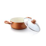 Impex Aluminium Biryani Pot 8 litres Pearl-3012, High Grade Ceramic Non-Stick Biriyani Pot with Lid Compatible for Induction, Electric and Gas Stove Tops Having 1 Year Warranty (Golden Orange)